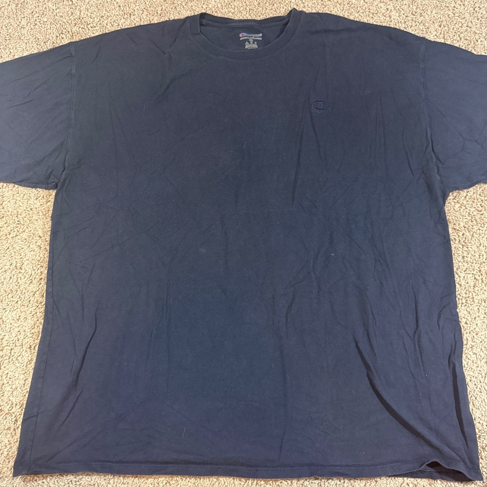 Champion T-Shirt Mens 3XL Navy Blue Good Short Sleeve Embroidered Logo Basic